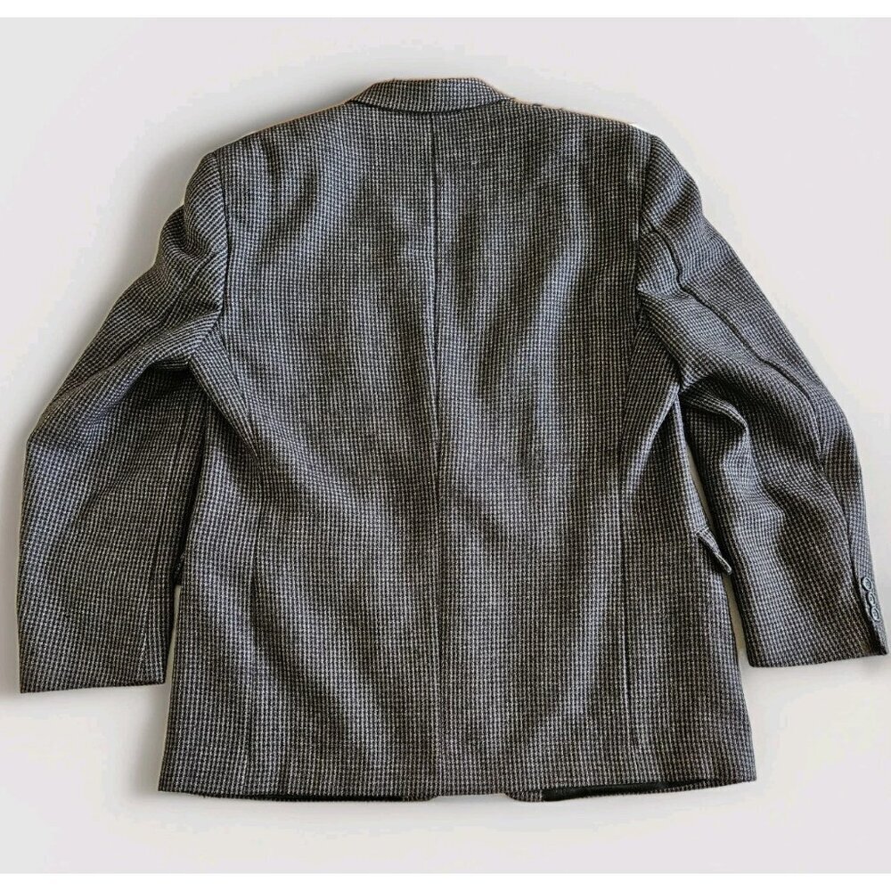 Savile Row Blazer Mens US 46 Black Gray Wool Alpaca Lined 2B Ventless Vtg FLAWS - Picture 16 of 16